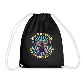 Skydiver My Passion My Skydiver Loves Base Jumping - Drawstring Bag - black - Front