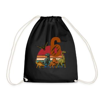 Rétro dinosaure Dino anniversaire 6 ans cadeau - Sac de sport léger - noir - Devant