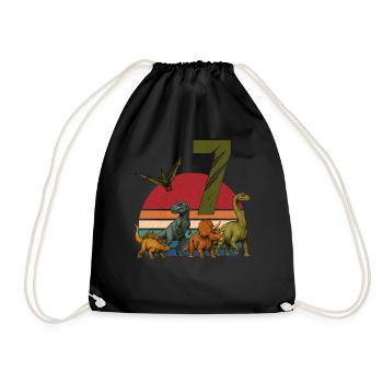 Rétro dinosaure Dino anniversaire 7 ans cadeau - Sac de sport léger - noir - Devant