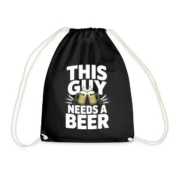 This Guy Needs a Beer - Drawstring Bag - black - Front