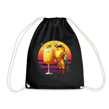 Kanarienvogel mit Pina Colada Hawaiianischer - Turnbeutel - Schwarz - Vorne