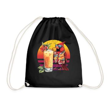 Roter Kardinal Vogel trinkt Pina Colada Hawaii - Turnbeutel - Schwarz - Vorne