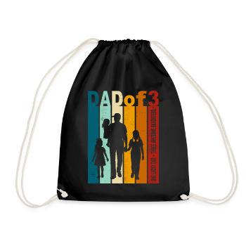 Papa & 3 Töchter Geschenk Design Vatertag - Turnbeutel - Schwarz - Vorne