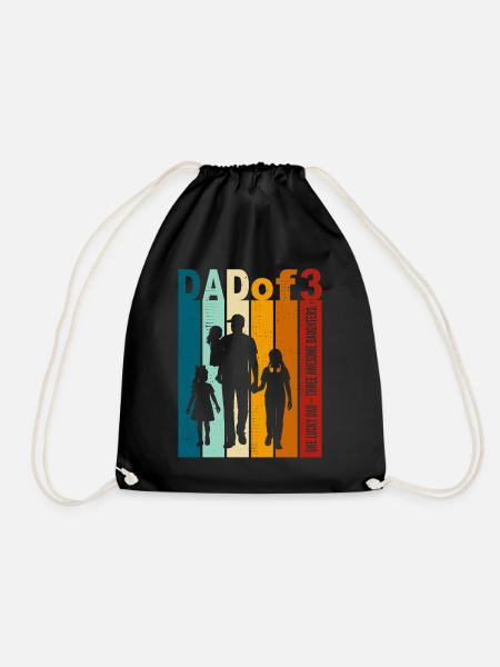 Papa & 3 Töchter Geschenk Design Vatertag - Turnbeutel - Schwarz