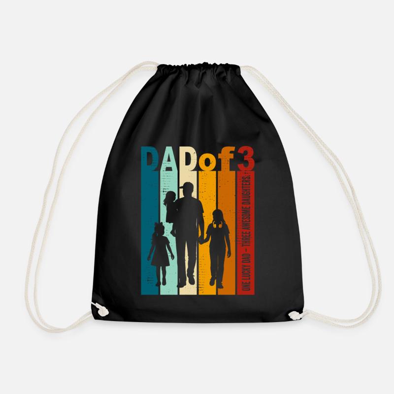 Papa & 3 Töchter Geschenk Design Vatertag - Turnbeutel - Schwarz