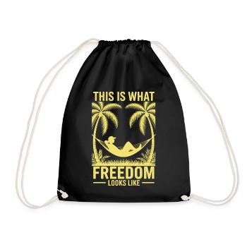 Freedom Vacation Relaxing Hammock Palm Trees Sun Tee - Drawstring Bag - black - Front