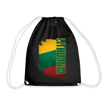 Vertical Lithuanian flag, Lithuanian pride - Drawstring Bag - black - Front