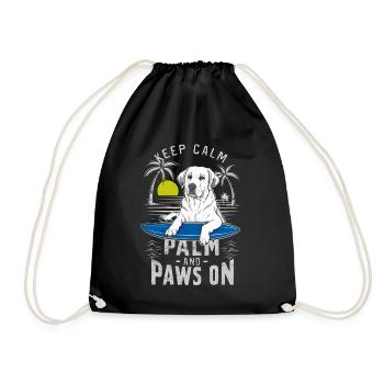Bleiben Sie Zen mit Palme und Hund auf Surf T-Shirt - Turnbeutel - Schwarz - Vorne