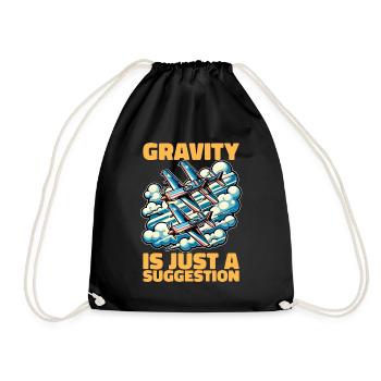Aerobatic Pilot Gravity Is Just Aerobatic Maneuver - Drawstring Bag - black - Front