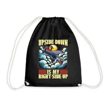 Aerobatic Pilot Upside-Down Is My Right RC Pilot - Drawstring Bag - black - Front