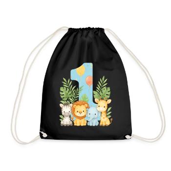 Jungle Animals Cadeau d’anniversaire d’un an pour les enfants - Sac de sport léger - noir - Devant