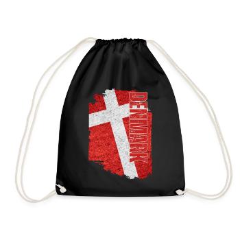 Vertikale Dänemark Flagge, I Love Denmark - Turnbeutel - Schwarz - Vorne