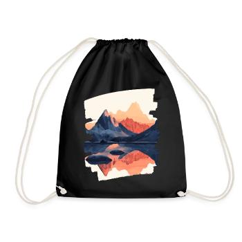 Mountains Climbing Climbers Hiking - Drawstring Bag - black - Front