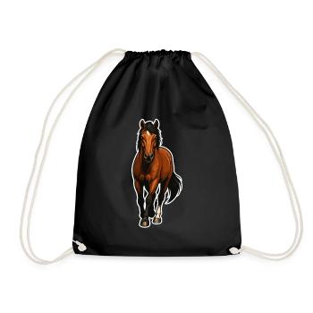 Impressive Horse – Realistic Horse Motif - Drawstring Bag - black - Front