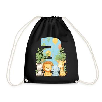 Animaux de la jungle Cadeau d’anniversaire 3 ans pour enfants - Sac de sport léger - noir - Devant