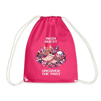 Main Quest Past | Archaeology History - Drawstring Bag - fuchsia - Front