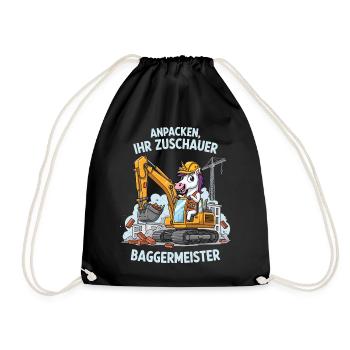 Einhorn Baggermeister - Turnbeutel - Schwarz - Vorne