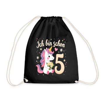 Licorne mignonne 5e anniversaire pour les filles - Sac de sport léger - noir - Devant