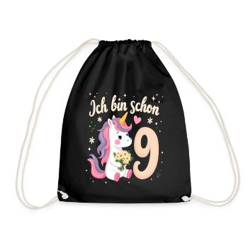 Licorne mignonne 9e anniversaire pour les filles - Sac de sport léger - noir - Devant