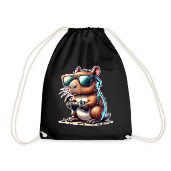 Capybara Gaming - Drawstring Bag - black - Front