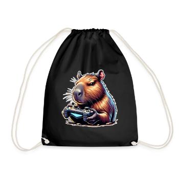 Capybara Gaming - Drawstring Bag - black - Front