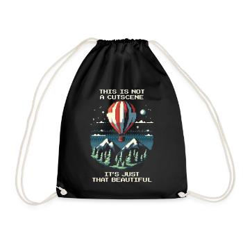 No Cutscene | Balloon Ride Panorama Sky - Drawstring Bag - black - Front
