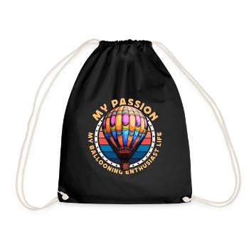 Ballooning Enthusiast My Passion My Balloon Pilot - Drawstring Bag - black - Front
