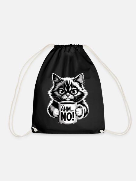 Ähm... No! Katze Mit Kaffee Humor - Turnbeutel - Schwarz