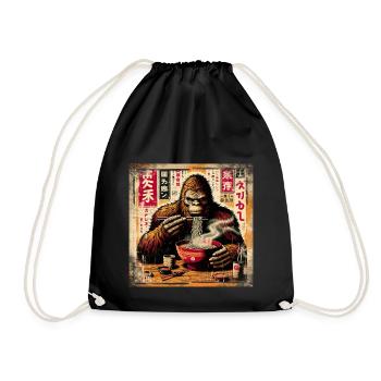 Ramen Gorilla Grunge Poster Style - Drawstring Bag - black - Front