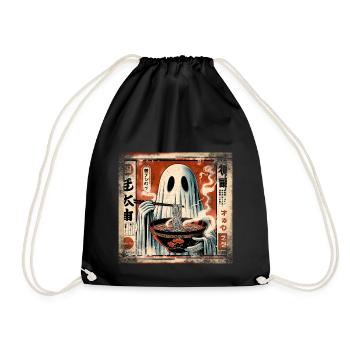 Ramen Ghost Grunge Poster Style - Drawstring Bag - black - Front
