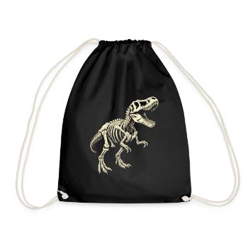 T-Rex Skelett – Dinosaurier Fossil Design - Turnbeutel - Schwarz - Vorne