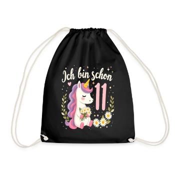 Licorne mignonne 11e anniversaire pour les filles - Sac de sport léger - noir - Devant