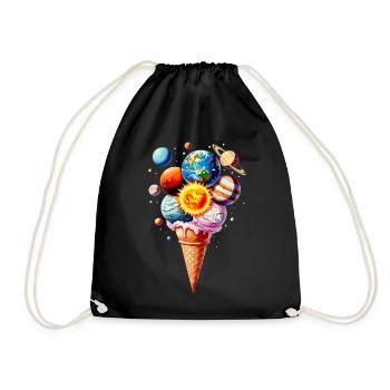 Planeten Eiscreme Waffel Eis - Turnbeutel - Schwarz - Vorne