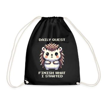 Daily Quest: Finish | ADHD Tasks - Drawstring Bag - black - Front