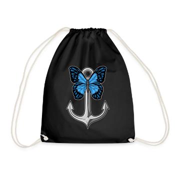 Butterfly Anchor - Drawstring Bag - black - Front