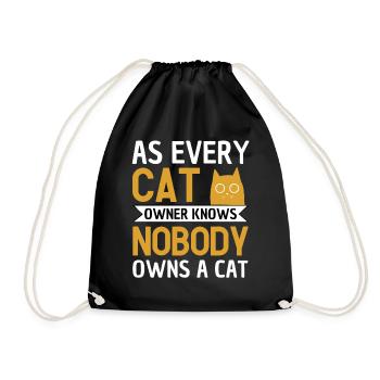 Funny Cat Owner Saying Cat Humor - Drawstring Bag - black - Front
