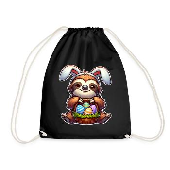 Ostern Faultier - Turnbeutel - Schwarz - Vorne
