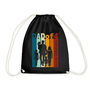 Papa & 4 Töchter Geschenk Design Vatertag - Turnbeutel - Schwarz - Vorne