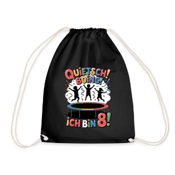 Geburtstagsshirt Trampolin Geburtstag 8 Jahre - Turnbeutel - Schwarz - Vorne