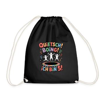 Geburtstagsshirt Trampolin Geburtstag 5 Jahre - Turnbeutel - Schwarz - Vorne