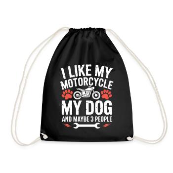 Motorcycle Love Dog Saying Dog Humor - Drawstring Bag - black - Front