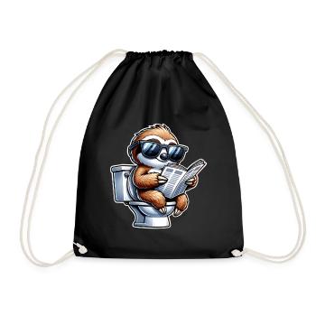 Sloth Toilet Newspaper - Drawstring Bag - black - Front