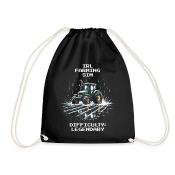 IRL Farming | Difficulty: Legendary - Drawstring Bag - black - Front