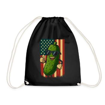 USA Patriotische Gurke Mit Sonnenbrille - Turnbeutel - Schwarz - Vorne