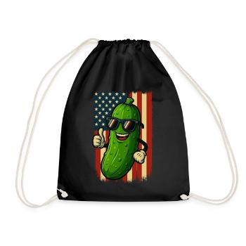 USA Patriotische Gurke Daumen Hoch Spaß - Turnbeutel - Schwarz - Vorne