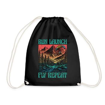 Paragliding Run Launch Fly Repeat Paramotoring - Turnbeutel - Schwarz - Vorne