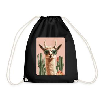 Lustiges Lama Alpaka Llama Tier Geschenk - Turnbeutel - Schwarz - Vorne