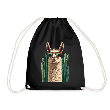 Funny Llama Alpaca Llama Animal Gift - Drawstring Bag - black - Front