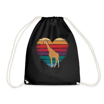Rétro Vintage Girafe Animal Faune Nature Cadeaux - Sac de sport léger - noir - Devant