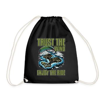 Paragliding Trust The Wind Enjoy The Ride Skydiver - Drawstring Bag - black - Front